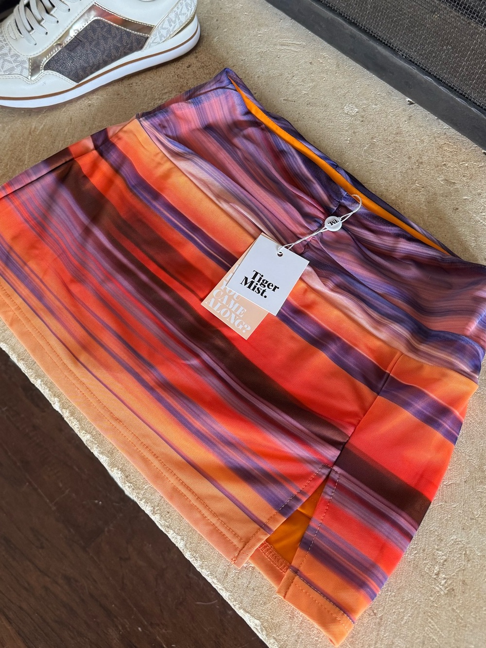Tiger Mist Orange Coral Purple Striped Mini Skirt Havana Sunset Skort